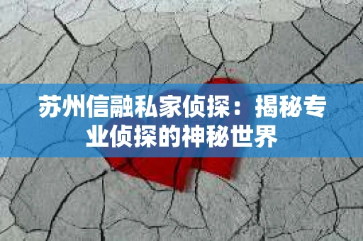 苏州信融私家侦探：揭秘专业侦探的神秘世界