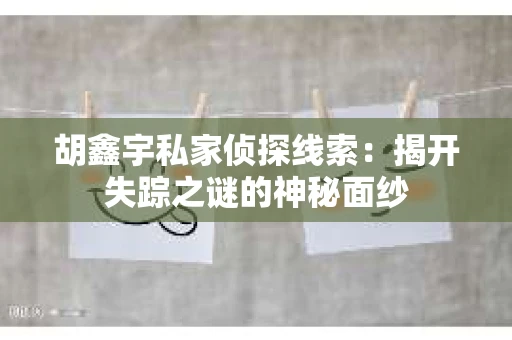 胡鑫宇私家侦探线索：揭开失踪之谜的神秘面纱
